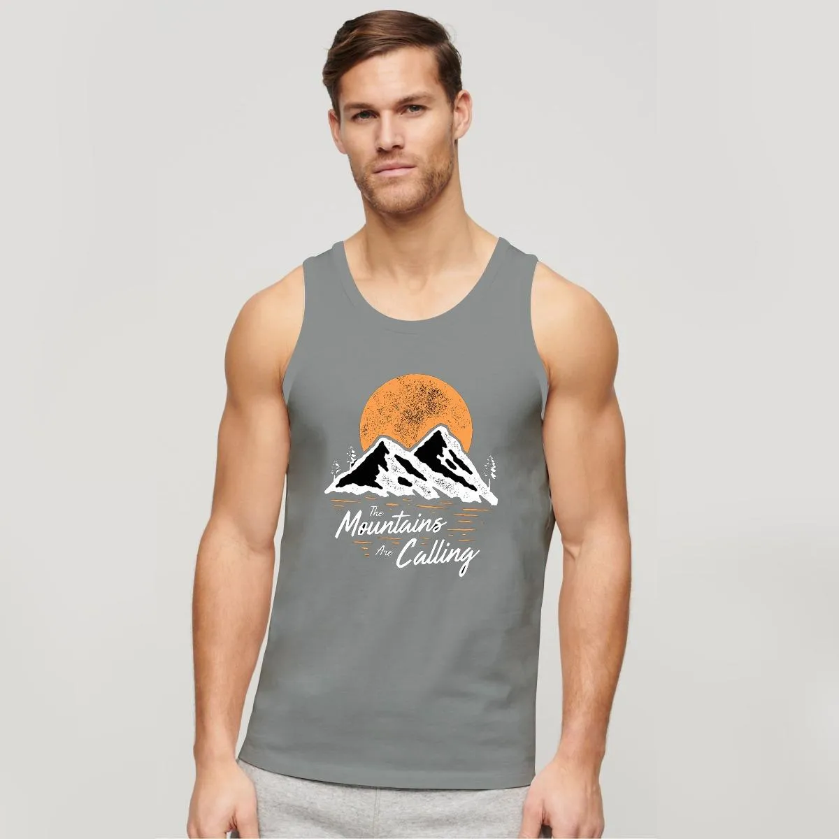 HG "Mountains" Printed ActiveFit Sleeveless Vest - Silver Gray