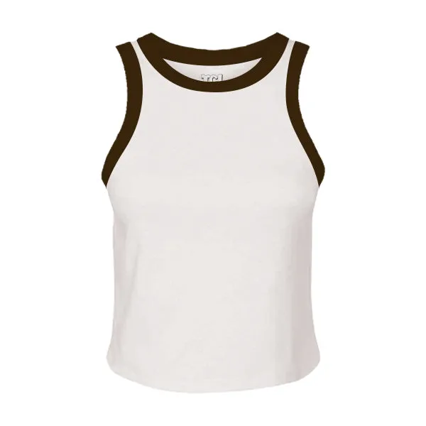 High Neck Rib Tank with Contrast Trim