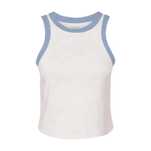 High Neck Rib Tank with Contrast Trim