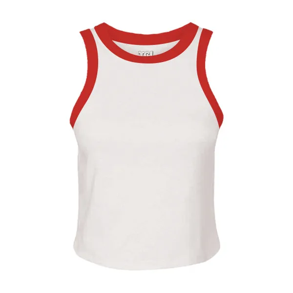 High Neck Rib Tank with Contrast Trim