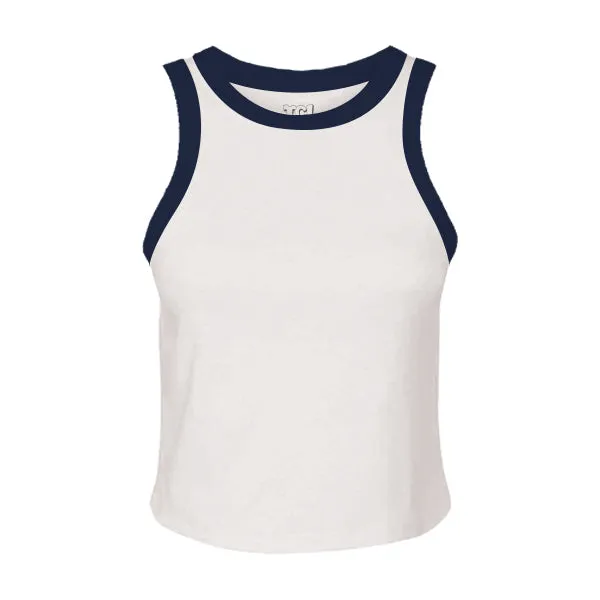 High Neck Rib Tank with Contrast Trim