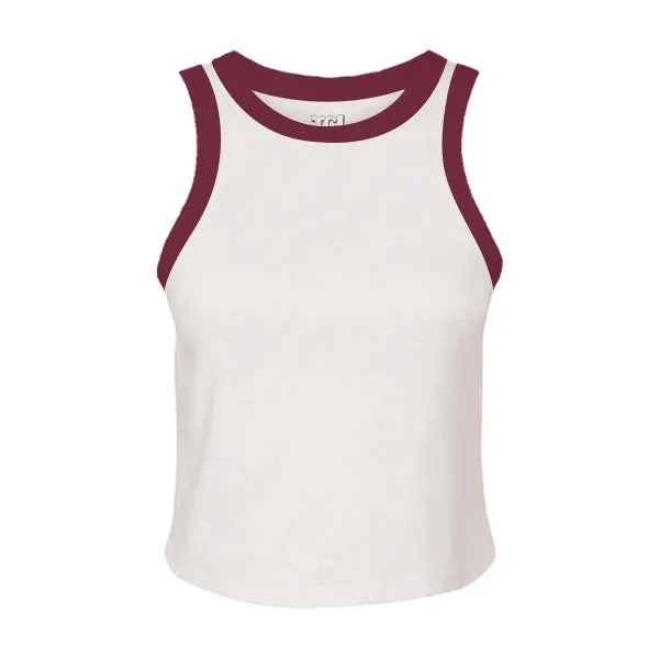 High Neck Rib Tank with Contrast Trim