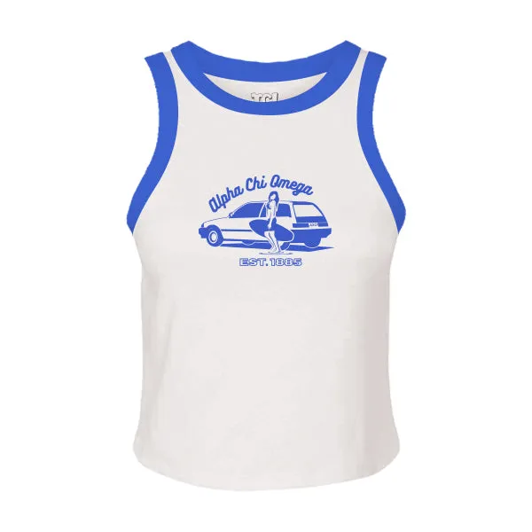 High Neck Rib Tank with Contrast Trim