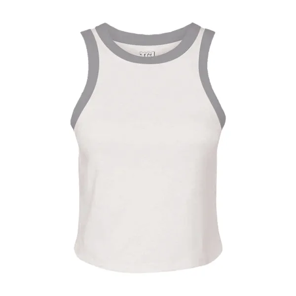 High Neck Rib Tank with Contrast Trim