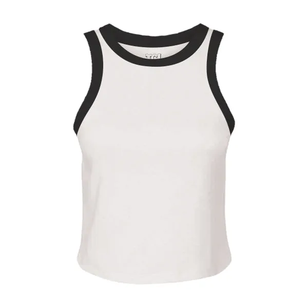 High Neck Rib Tank with Contrast Trim