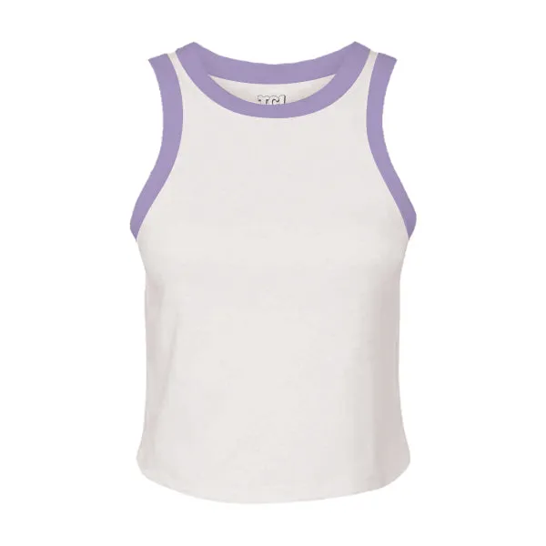High Neck Rib Tank with Contrast Trim