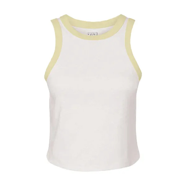 High Neck Rib Tank with Contrast Trim