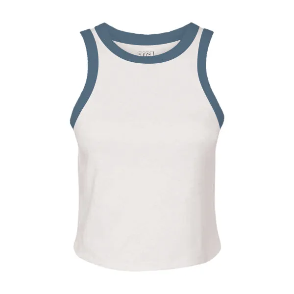 High Neck Rib Tank with Contrast Trim