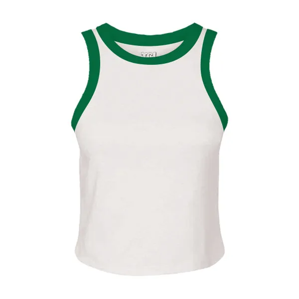 High Neck Rib Tank with Contrast Trim