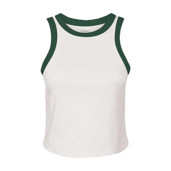 High Neck Rib Tank with Contrast Trim