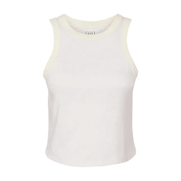 High Neck Rib Tank with Contrast Trim