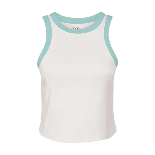 High Neck Rib Tank with Contrast Trim