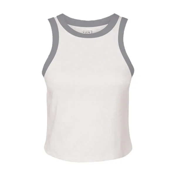High Neck Rib Tank with Contrast Trim