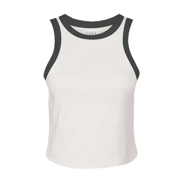 High Neck Rib Tank with Contrast Trim