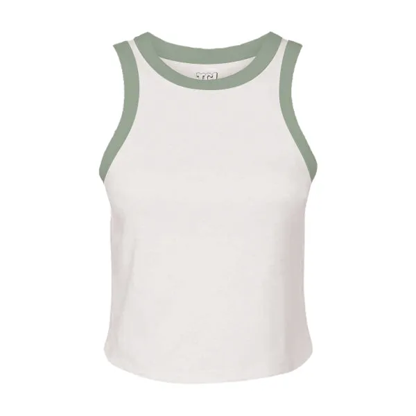 High Neck Rib Tank with Contrast Trim