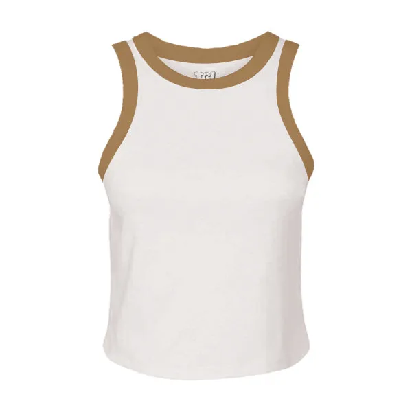 High Neck Rib Tank with Contrast Trim
