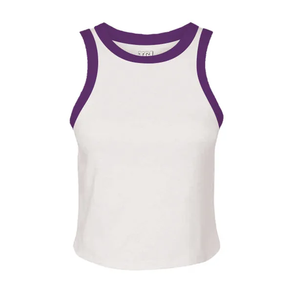 High Neck Rib Tank with Contrast Trim