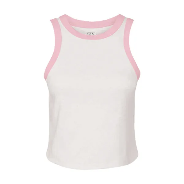 High Neck Rib Tank with Contrast Trim