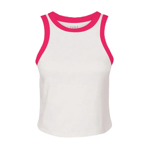 High Neck Rib Tank with Contrast Trim