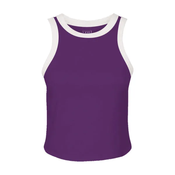 High Neck Rib Tank with Contrast Trim