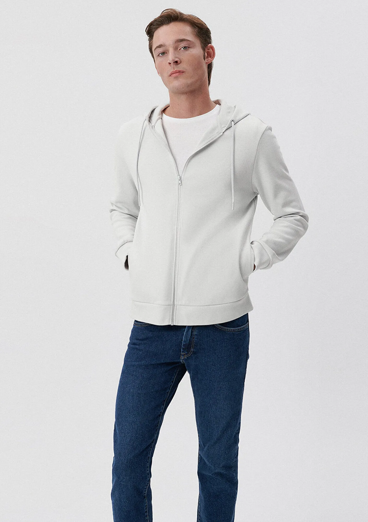 Hooded Zip Up Grey Sweatshirt