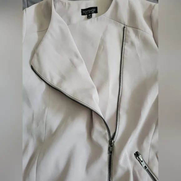 ✨️HP✨️Topshop | Women's Light Gray Chic Moto Style Blazer Jacket (SIZE 4)