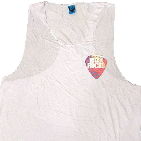 Ibiza Rocks Men's White Longline Muscle Vest