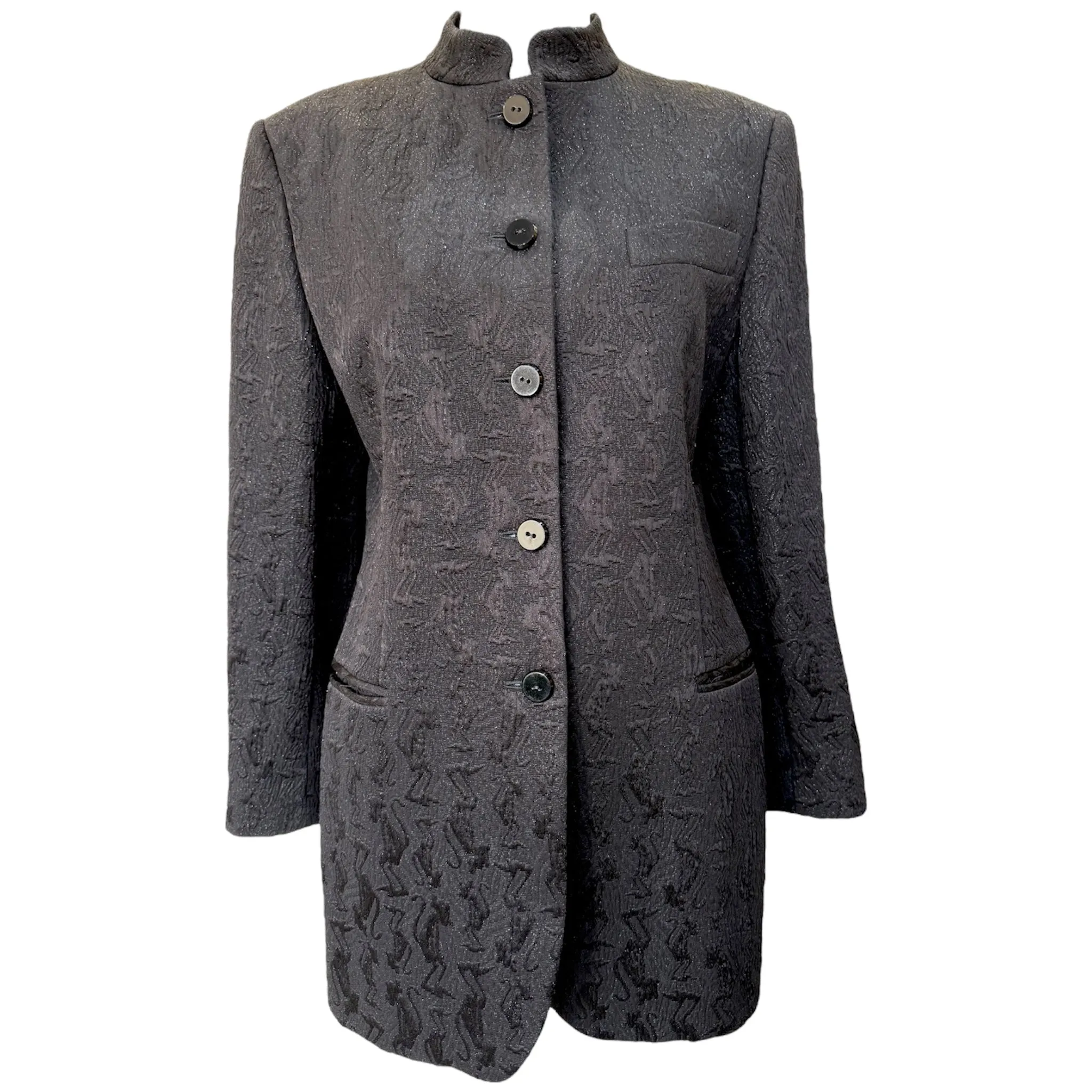 Iceberg 1994 Black “Pink Panther” Jacquard Skirt Suit