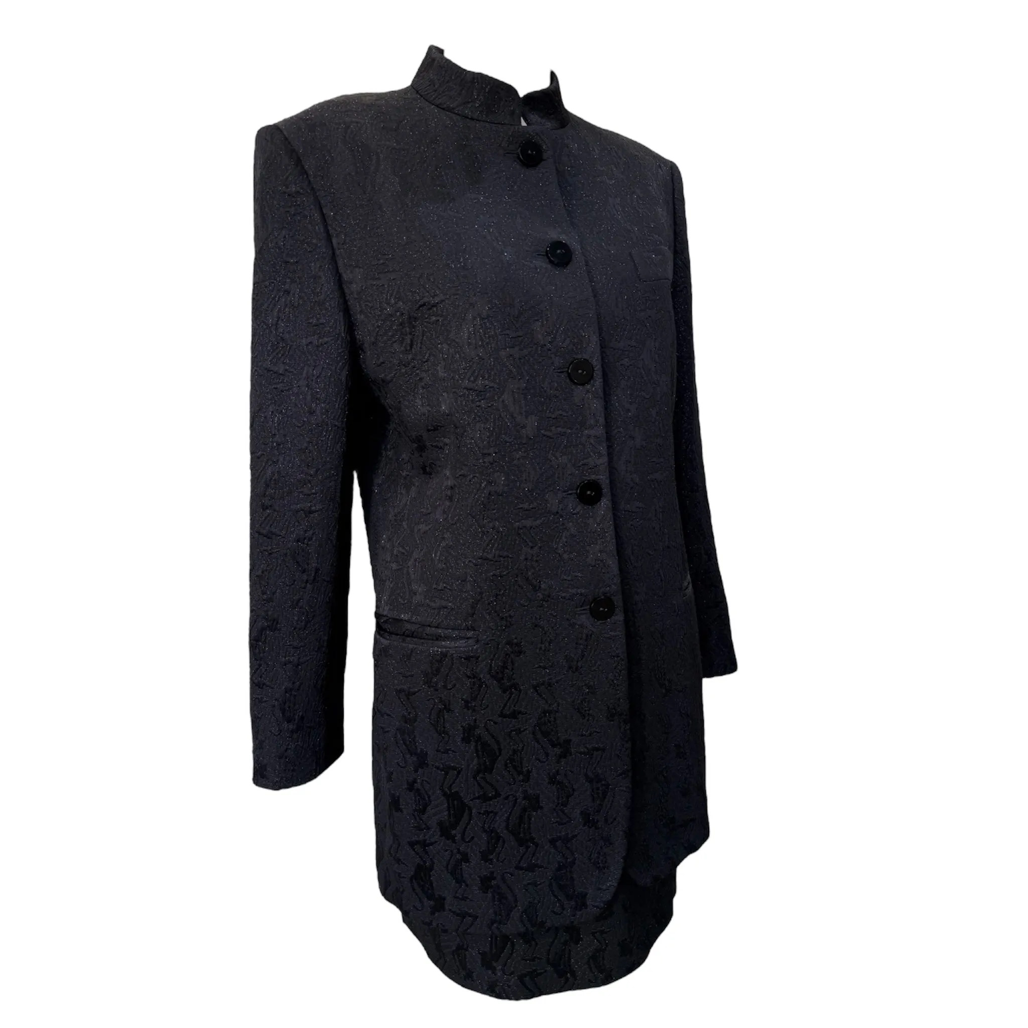 Iceberg 1994 Black “Pink Panther” Jacquard Skirt Suit