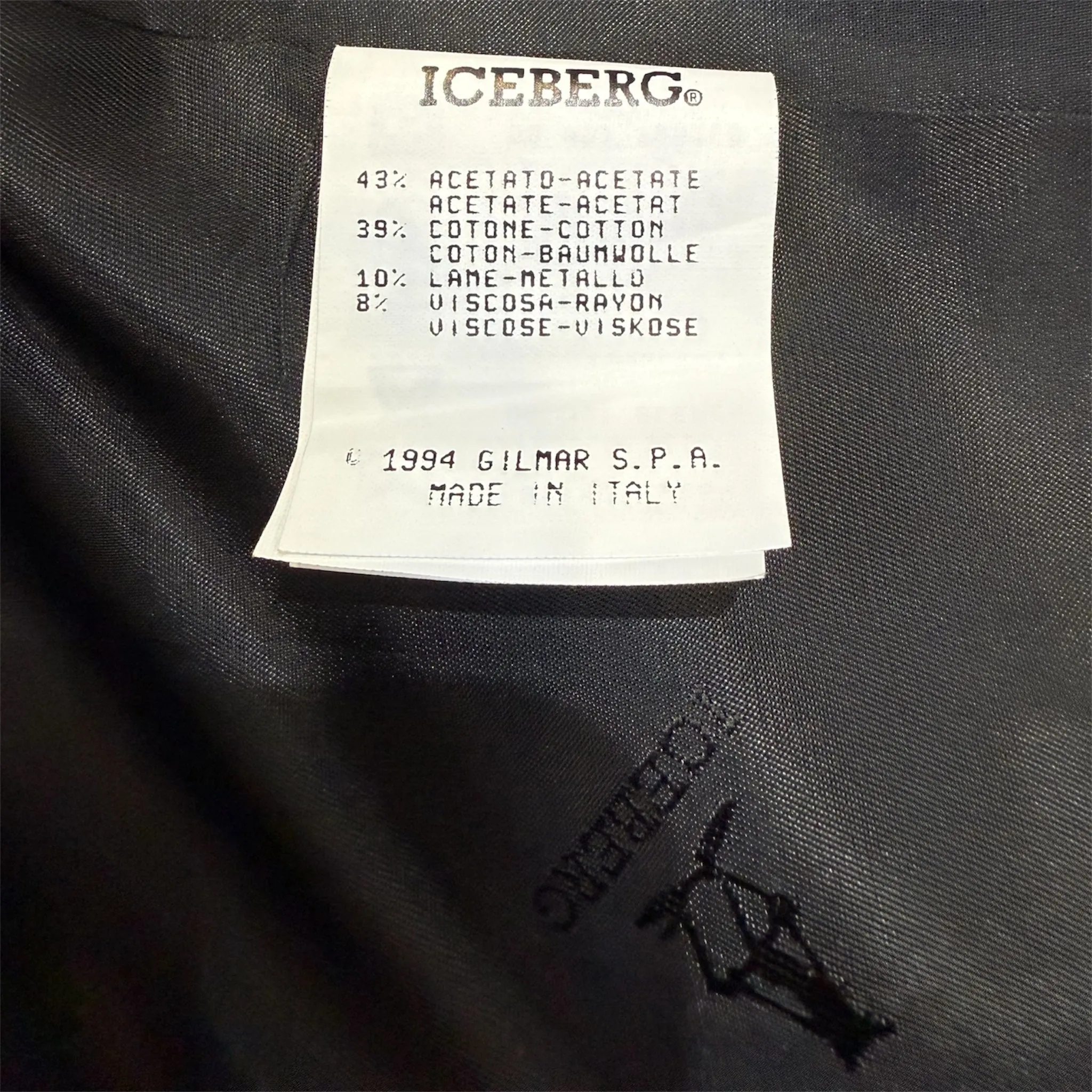 Iceberg 1994 Black “Pink Panther” Jacquard Skirt Suit
