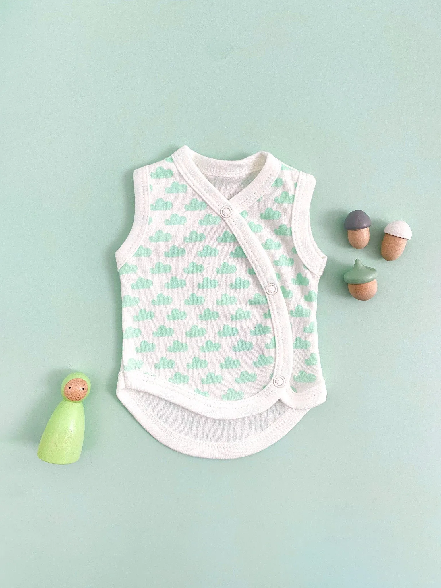 Incubator Vest, Mint Cloud, Premium 100% Organic Cotton