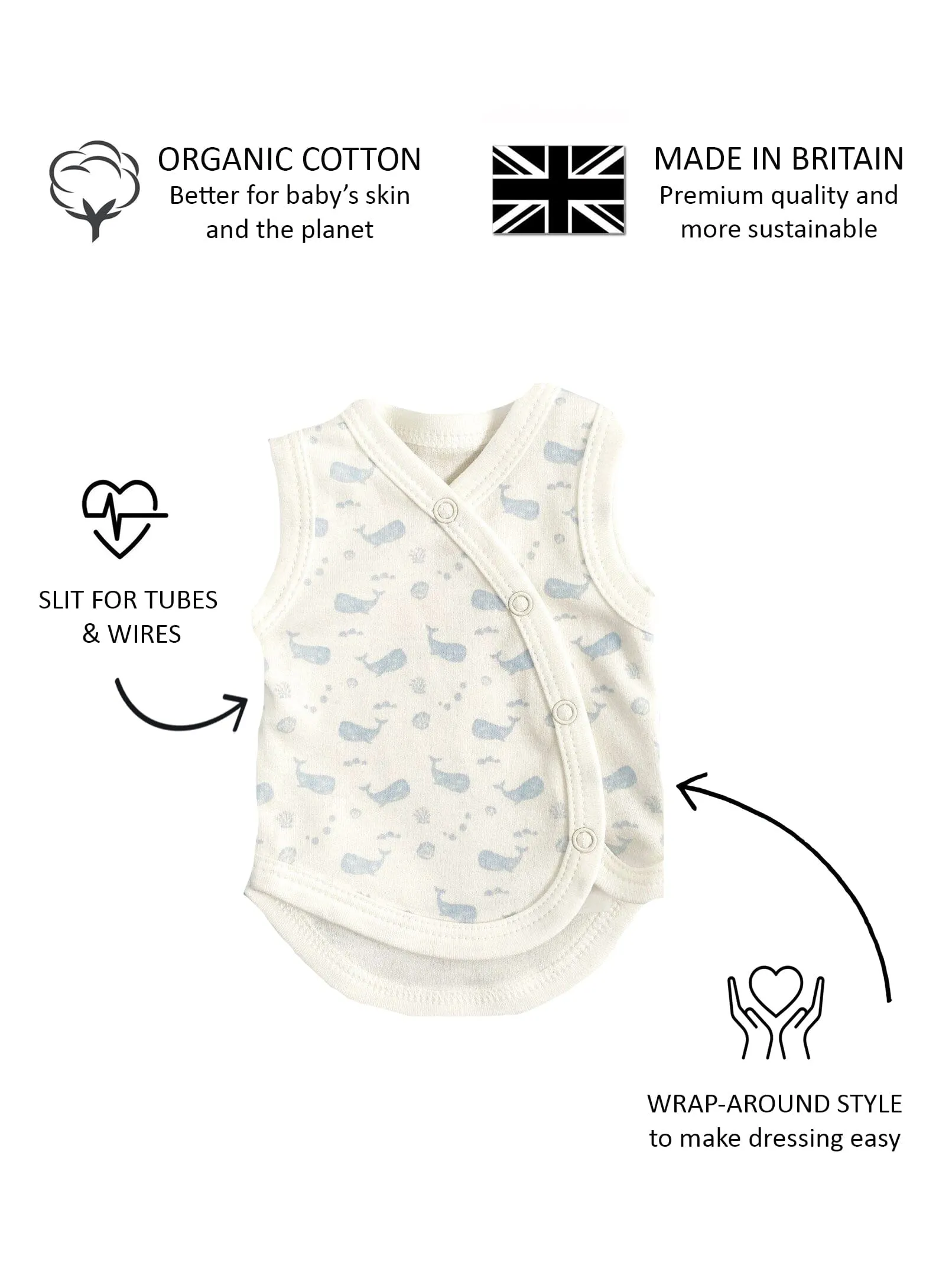 Incubator Vest, Ocean Blue, Premium 100% Organic Cotton