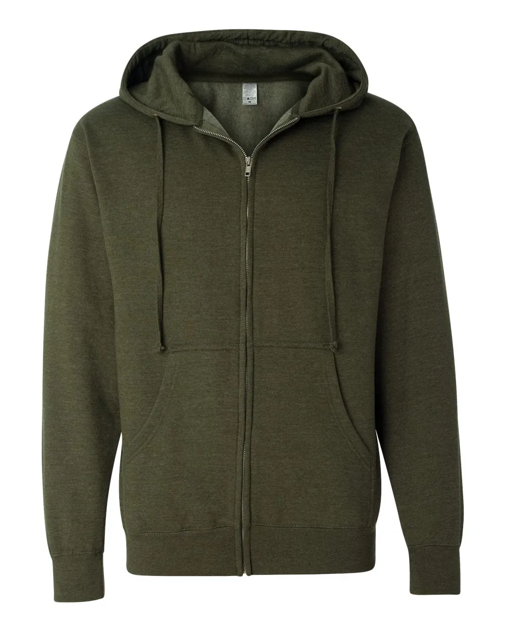 Independent Trading Co. Midweight Full Zip Hooded Sweatshirt Army Heather