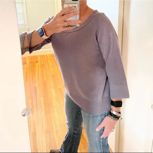 J. crew 3/4 sleeve keyhole bow tie back sweater