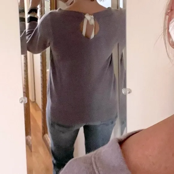 J. crew 3/4 sleeve keyhole bow tie back sweater