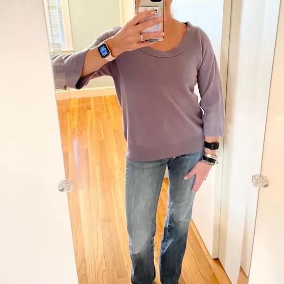 J. crew 3/4 sleeve keyhole bow tie back sweater