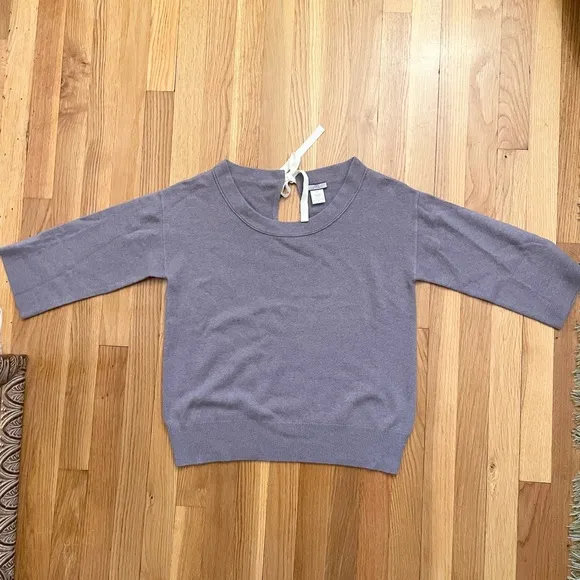 J. crew 3/4 sleeve keyhole bow tie back sweater