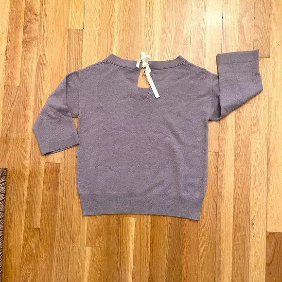 J. crew 3/4 sleeve keyhole bow tie back sweater