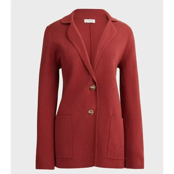 J Crew BS881 NWT Size Med  2-Button Sweater Blazer Jacket in Cognac Brown