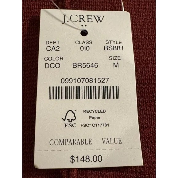 J Crew BS881 NWT Size Med  2-Button Sweater Blazer Jacket in Cognac Brown