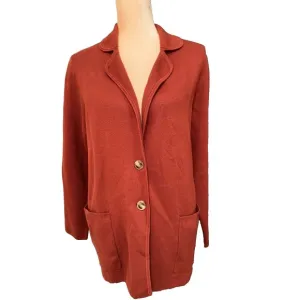 J Crew BS881 NWT Size Med  2-Button Sweater Blazer Jacket in Cognac Brown