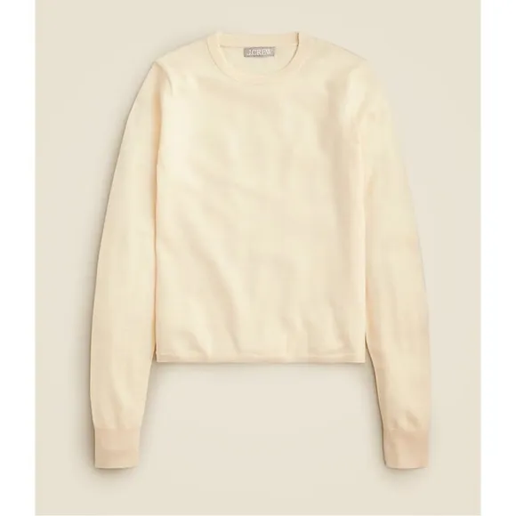 J. CREW Carolyn fitted crewneck sweater in merino wool Sand Ivory NEW CB924