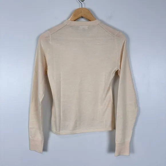 J. CREW Carolyn fitted crewneck sweater in merino wool Sand Ivory NEW CB924