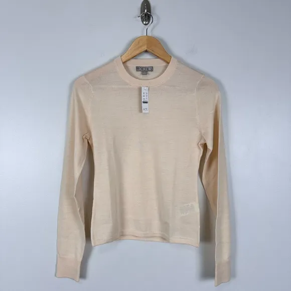 J. CREW Carolyn fitted crewneck sweater in merino wool Sand Ivory NEW CB924