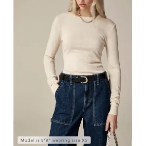 J. CREW Carolyn fitted crewneck sweater in merino wool Sand Ivory NEW CB924