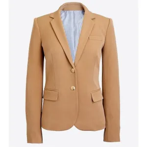 J. Crew Schoolboy Blazer Jacket Neutral Tan Caramel Size 8 with Button Detail