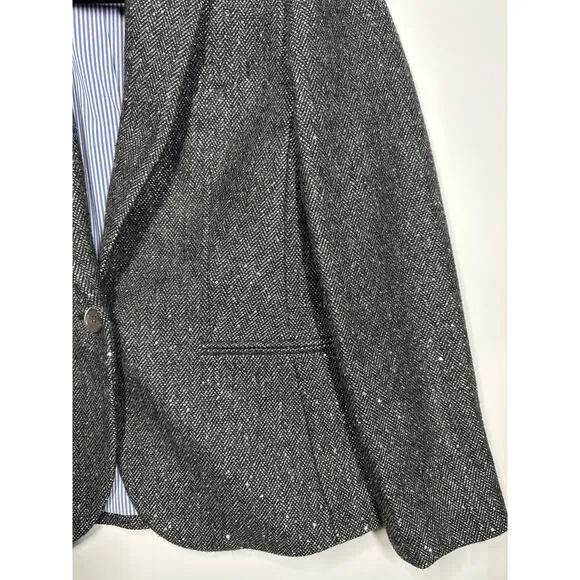 J. Crew Wool Donegal Sequin Gray Campbell Blazer One Button Tweed E4864 Size 6P