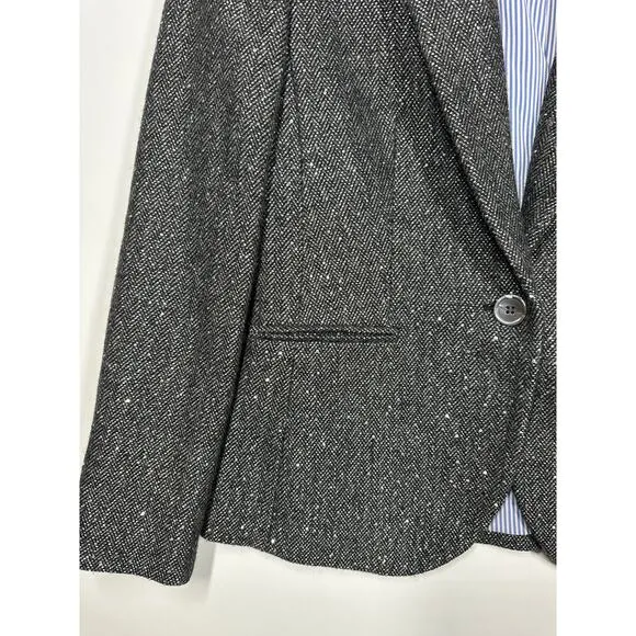 J. Crew Wool Donegal Sequin Gray Campbell Blazer One Button Tweed E4864 Size 6P
