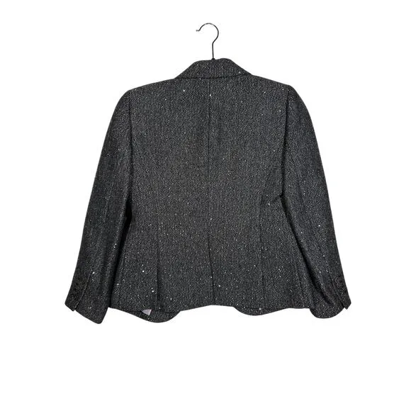 J. Crew Wool Donegal Sequin Gray Campbell Blazer One Button Tweed E4864 Size 6P