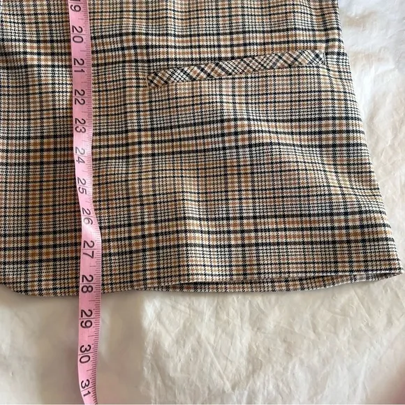 J JILL Jacket Blazer Houndstooth Plaid Tan Navy Oversized Trendy Size L NWT